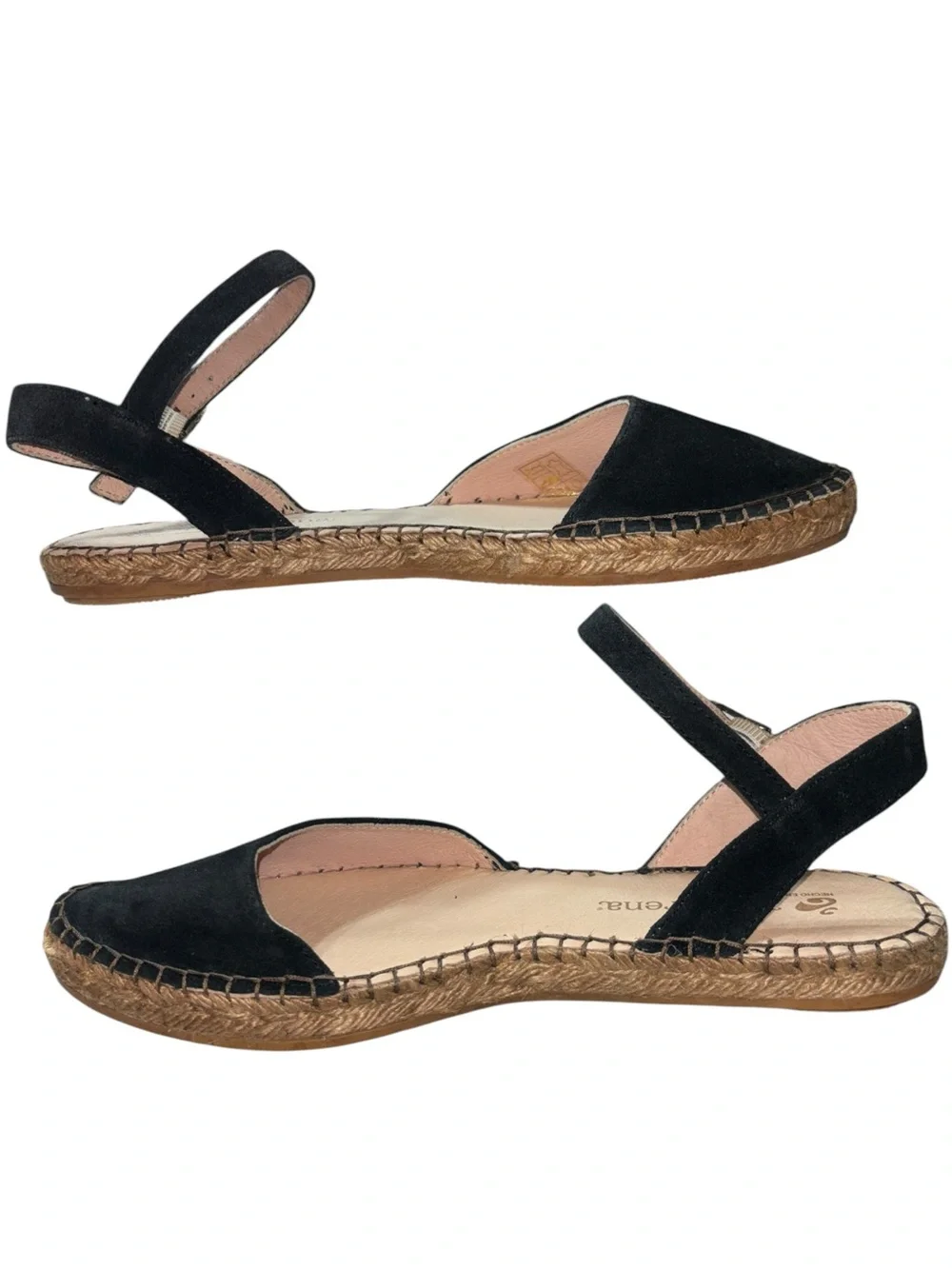 Macarena Handmade Spain Black Suede Closed Toe Espadrille NWOT Ankle Strap 38